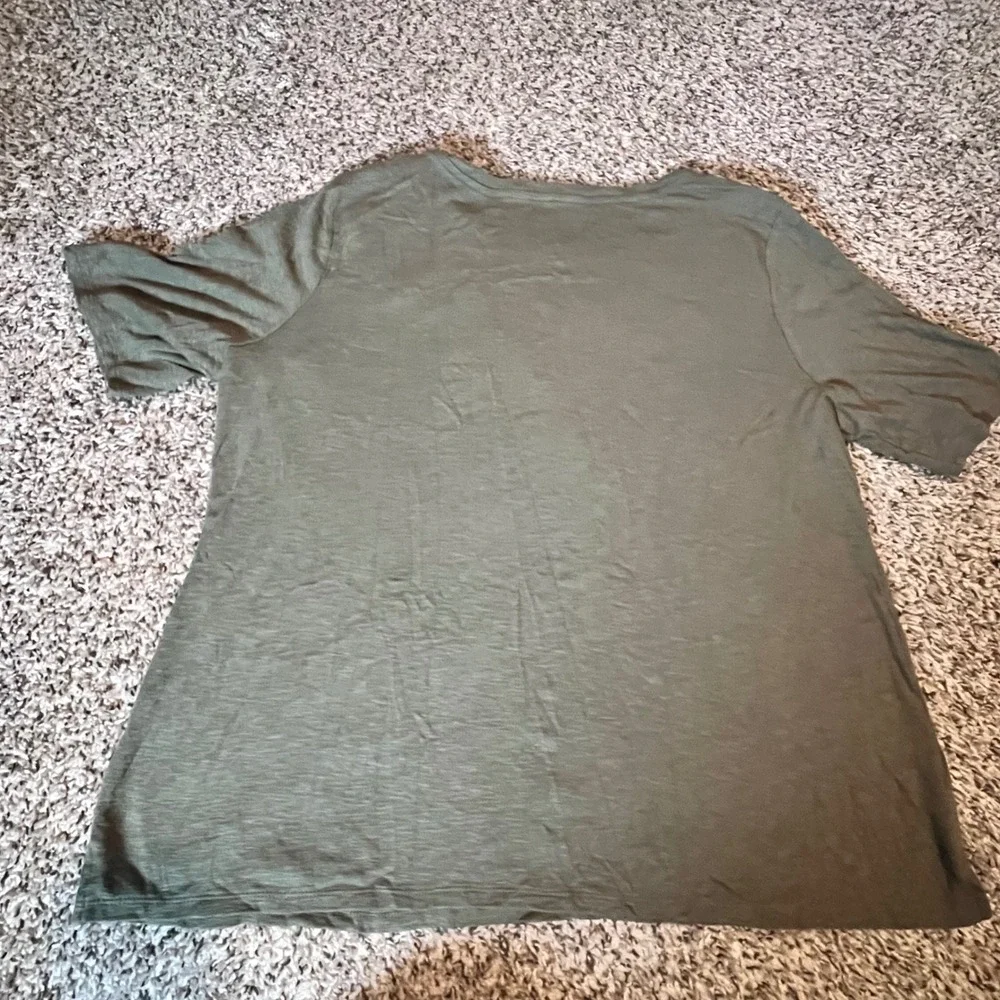 Croft & Barrow Womens XXL‎ Olive Green Eyelet Lace Yoke Short Sleeve Tee Shirt